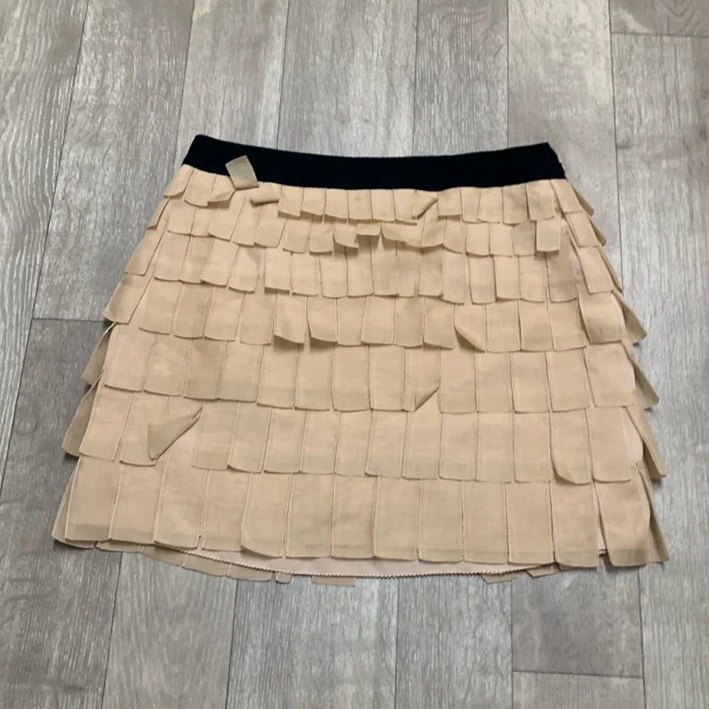 Womens J.Crew 100% Silk Ribbon Tiered Mini‎ Skirt